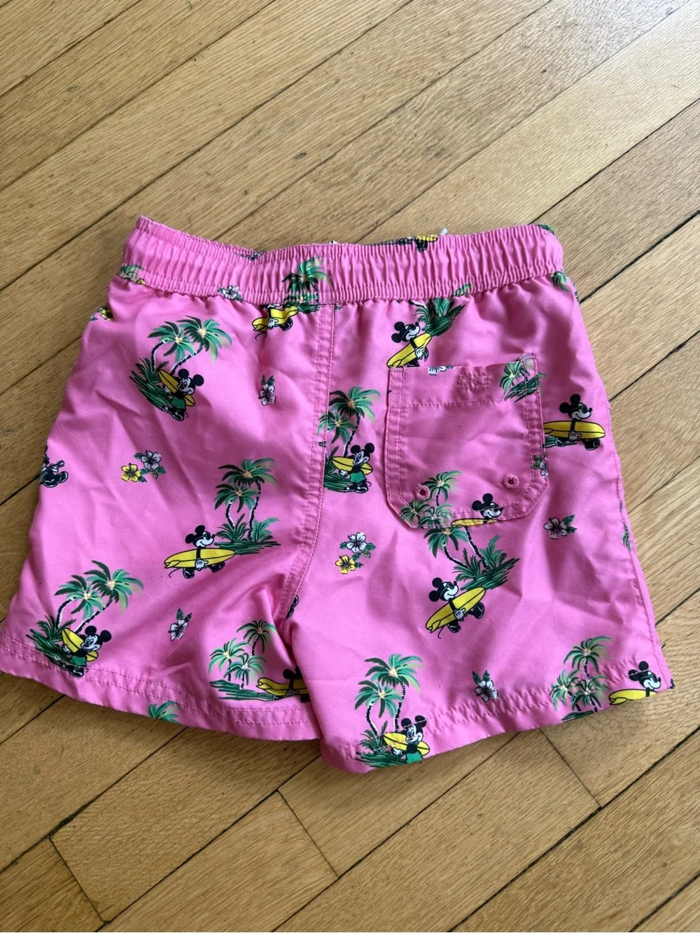 Janie and Jack Pink Mickey Mouse Surfing Swim Trunks